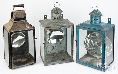 THREE ANTIQUE TIN REFLECTOR