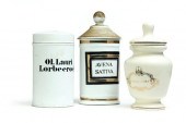 THREE APOTHECARY JARS.  Americ