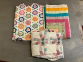 THREE APPLIQUE PATCHWORK QUILT
