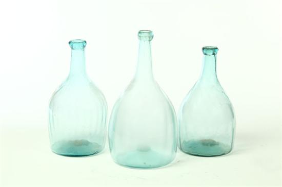 THREE AQUA BOTTLES.  American 