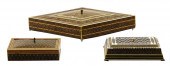 THREE ARABESQUE MARQUETRY BOXE