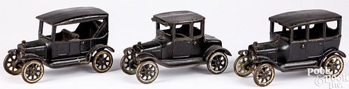 THREE ARCADE CAST IRON MODEL T