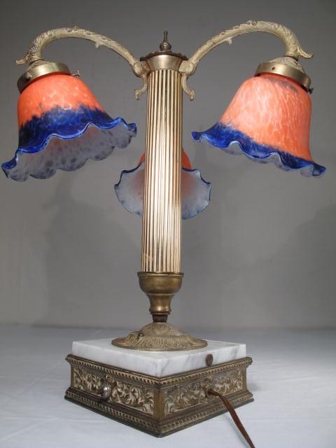 Three arm bronze and marble table