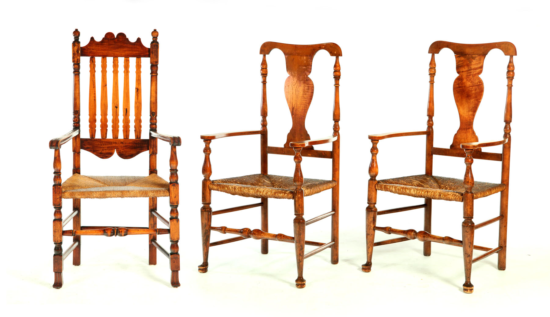 THREE ARMCHAIRS.  New England 