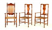 THREE ARMCHAIRS.  New England