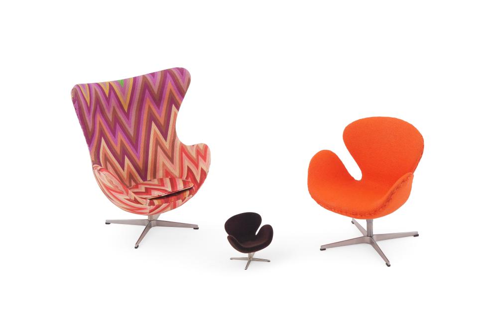 THREE ARNE JACOBSEN MINIATURE