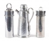 THREE ART DECO HAMMERED ALUMIN