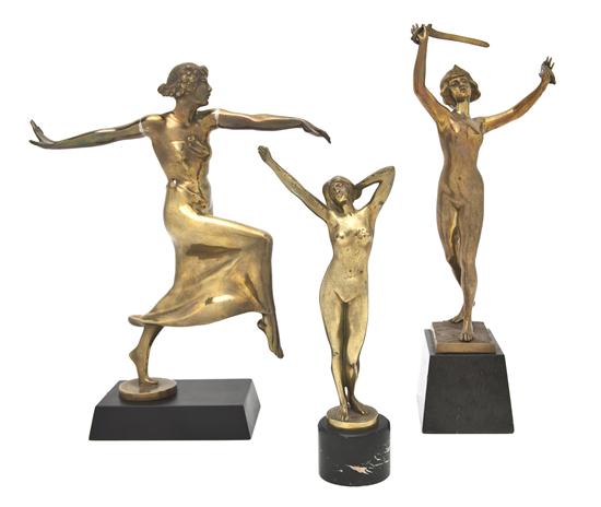 Three Art Deco Style Cast Metal
