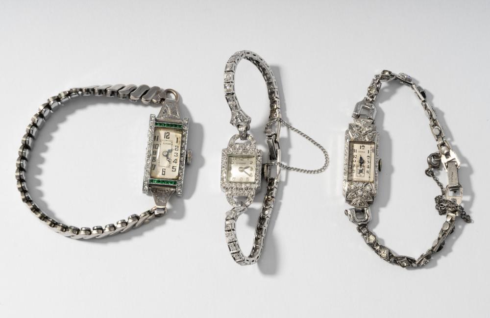 THREE ART DECO STYLE DIAMOND
