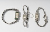 THREE ART DECO STYLE DIAMOND W