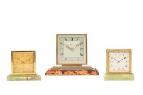 THREE ART DECO TABLE CLOCKS,