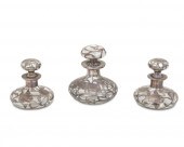 THREE ART GLASS AND STERLING S