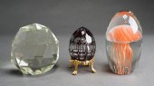 THREE ART GLASS PAPERWEIGHTSTh
