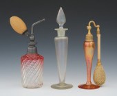 Three Art Glass Perfume Bottle
