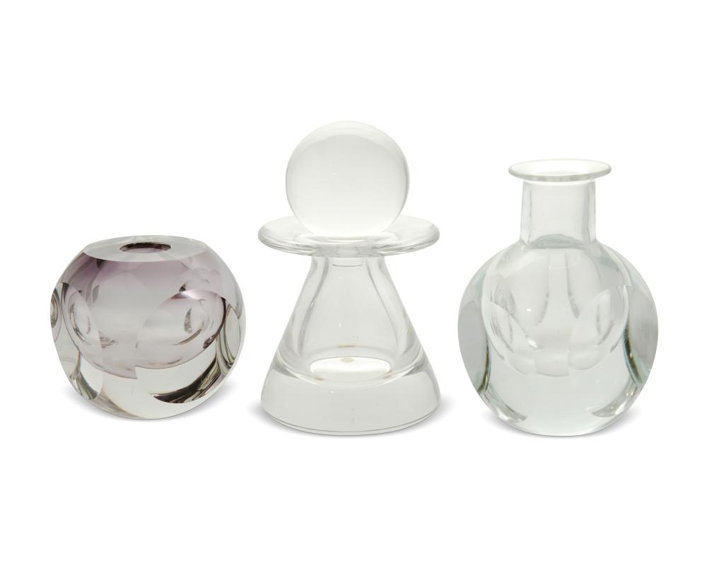 THREE ART GLASS TABLE ITEMSThree