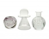 THREE ART GLASS TABLE ITEMSThr