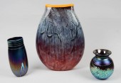 THREE ART GLASS VASES INCLUDIN