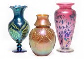 THREE ART GLASS VASESThree Art