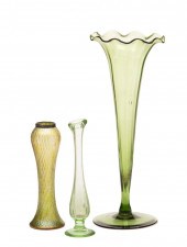 THREE ART GLASS VASESThree Art