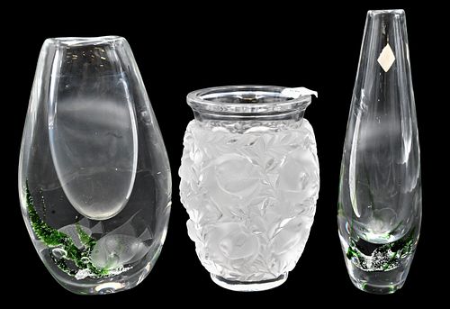 THREE ART GLASS VASESThree Art