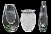 THREE ART GLASS VASESThree Art