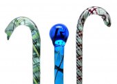 THREE ART GLASS WALKING STICKS