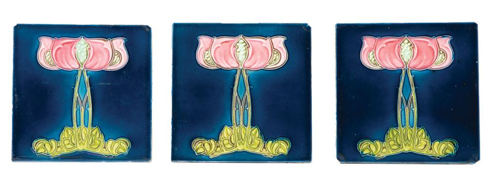 THREE ART NOUVEAU GLAZED CERAMIC