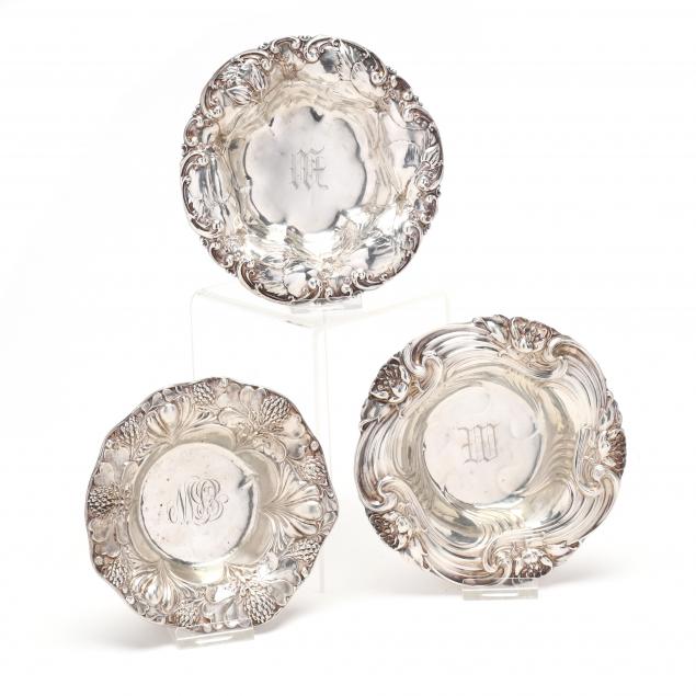 THREE ART NOUVEAU STERLING SILVER