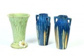 THREE ART POTTERY VASES.  Amer