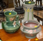 THREE ART POTTERY VASES Includ