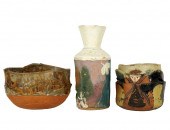 THREE ART POTTERY VESSELSthe f