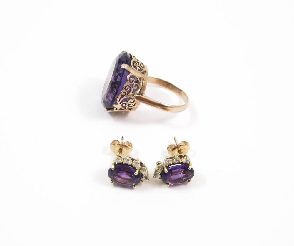 THREE ARTICLES OF AMETHYST JEWELRY,