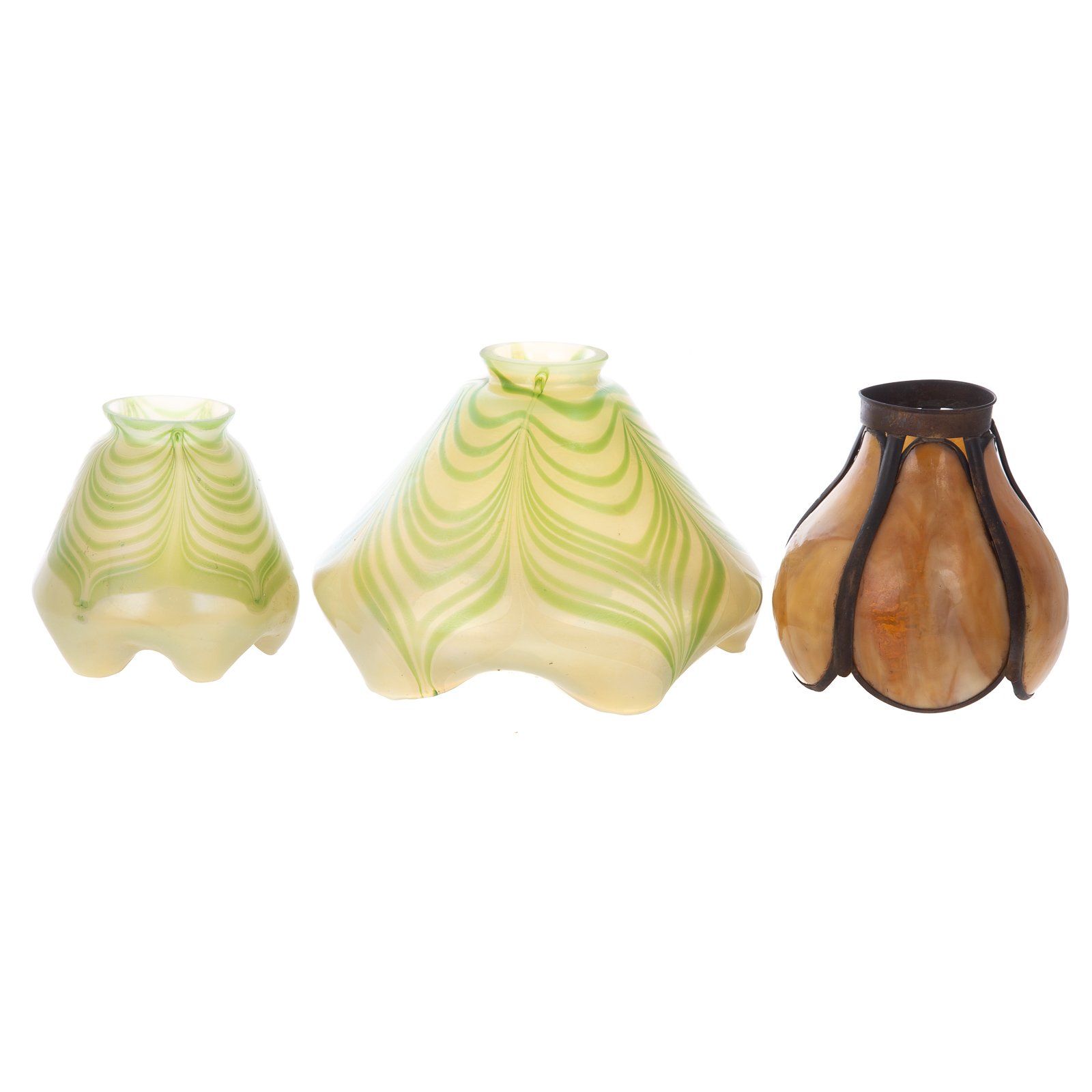 THREE ARTS & CRAFTS GLASS LIGHT