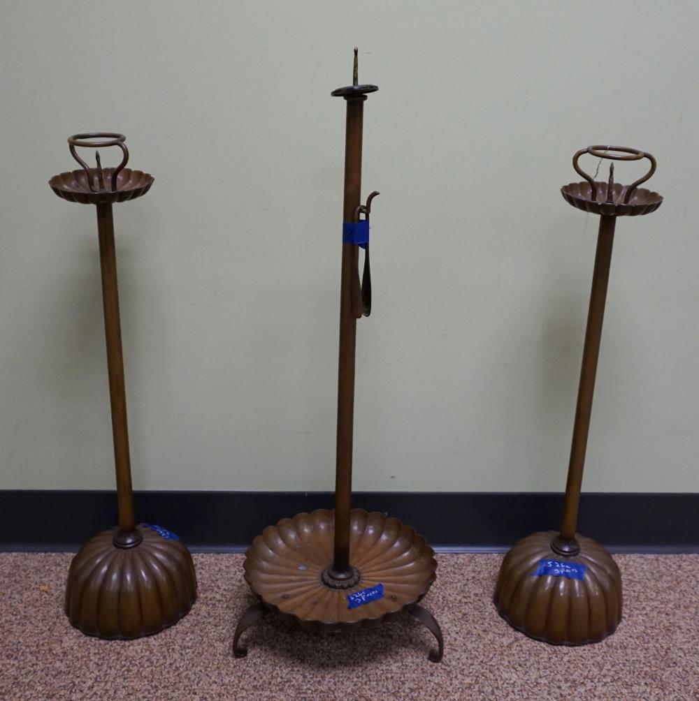 THREE ARTS & CRAFTS STYLE PATINATED