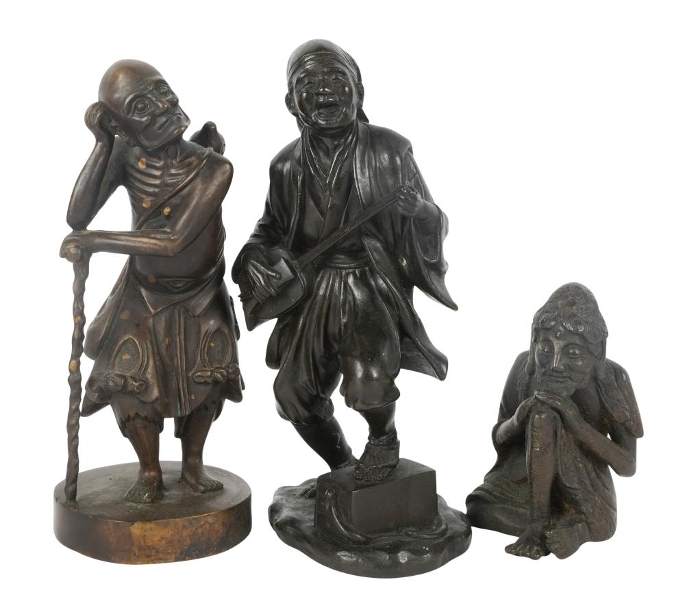 THREE ASIAN BRONZE FIGURESThree
