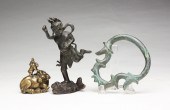 THREE ASIAN BRONZE ITEMS INCLU