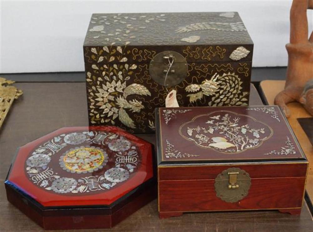 THREE ASIAN DECORATED BOXESThree