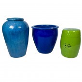 THREE ASIAN GARDEN POTTERY ITE