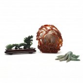 THREE ASIAN HARDSTONE ANIMAL C
