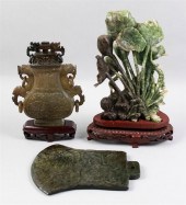 THREE ASIAN HARDSTONE PIECESTH