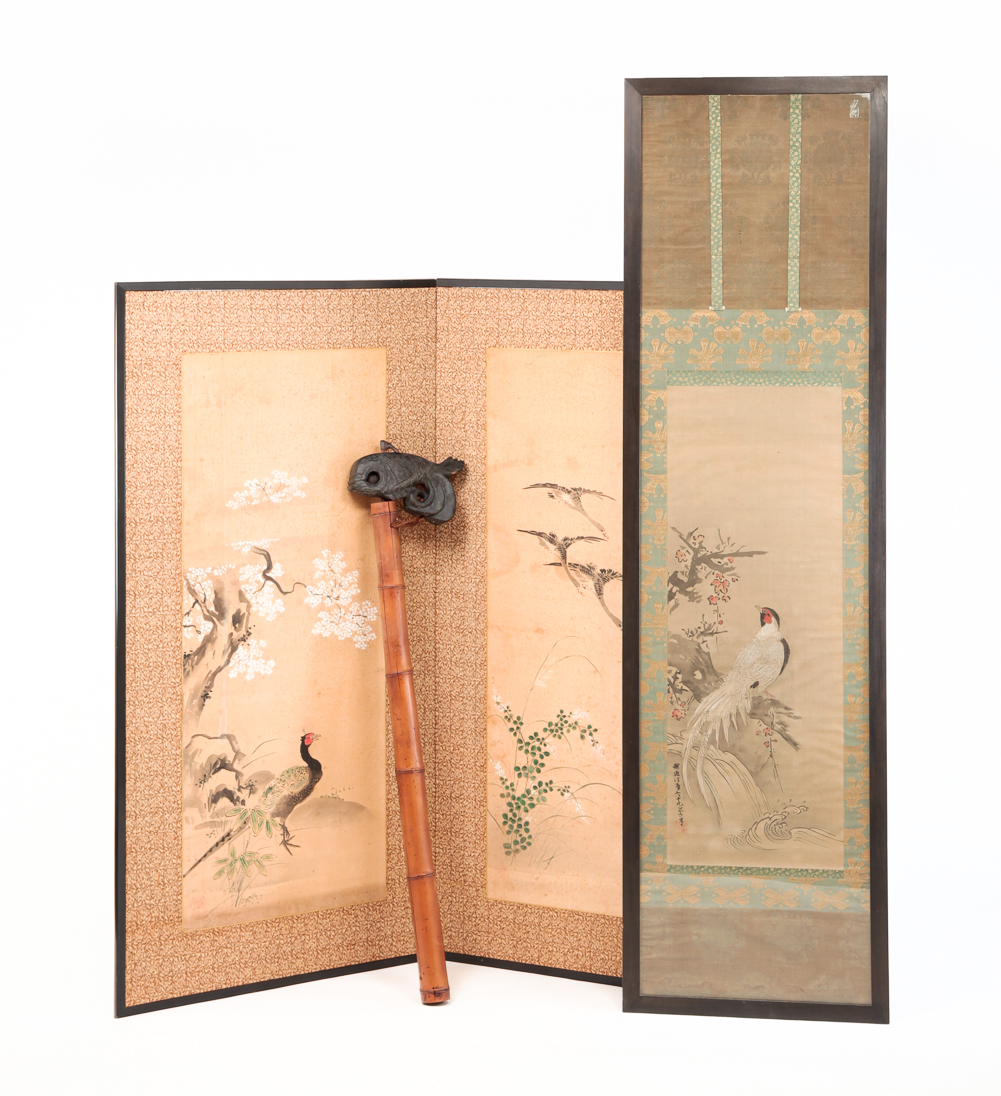 THREE ASIAN ITEMS INCLUDING FLOOR