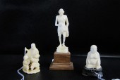 THREE ASIAN IVORY CARVED FIGUR