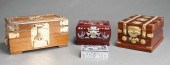 THREE ASIAN METAL MOUNTED HING