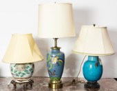 THREE ASIAN PORCELAIN LAMPS, I
