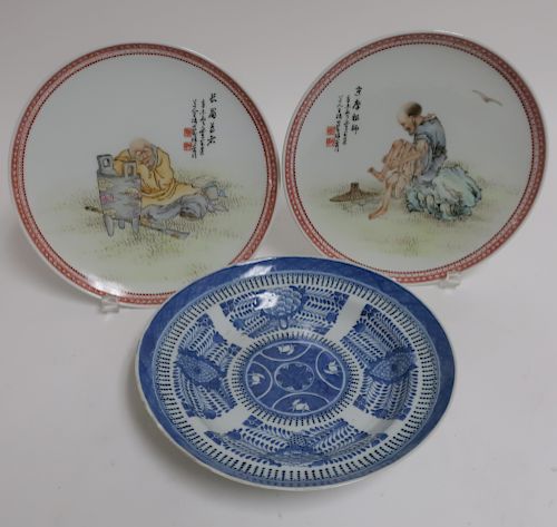 THREE ASIAN PORCELAIN PLATESChinese