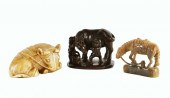 THREE ASIAN SMALL ANIMAL CARVI
