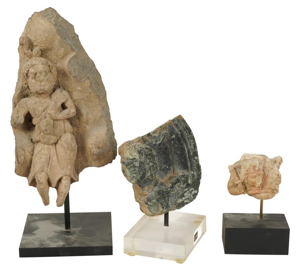 THREE ASIAN STONE RELIEF
