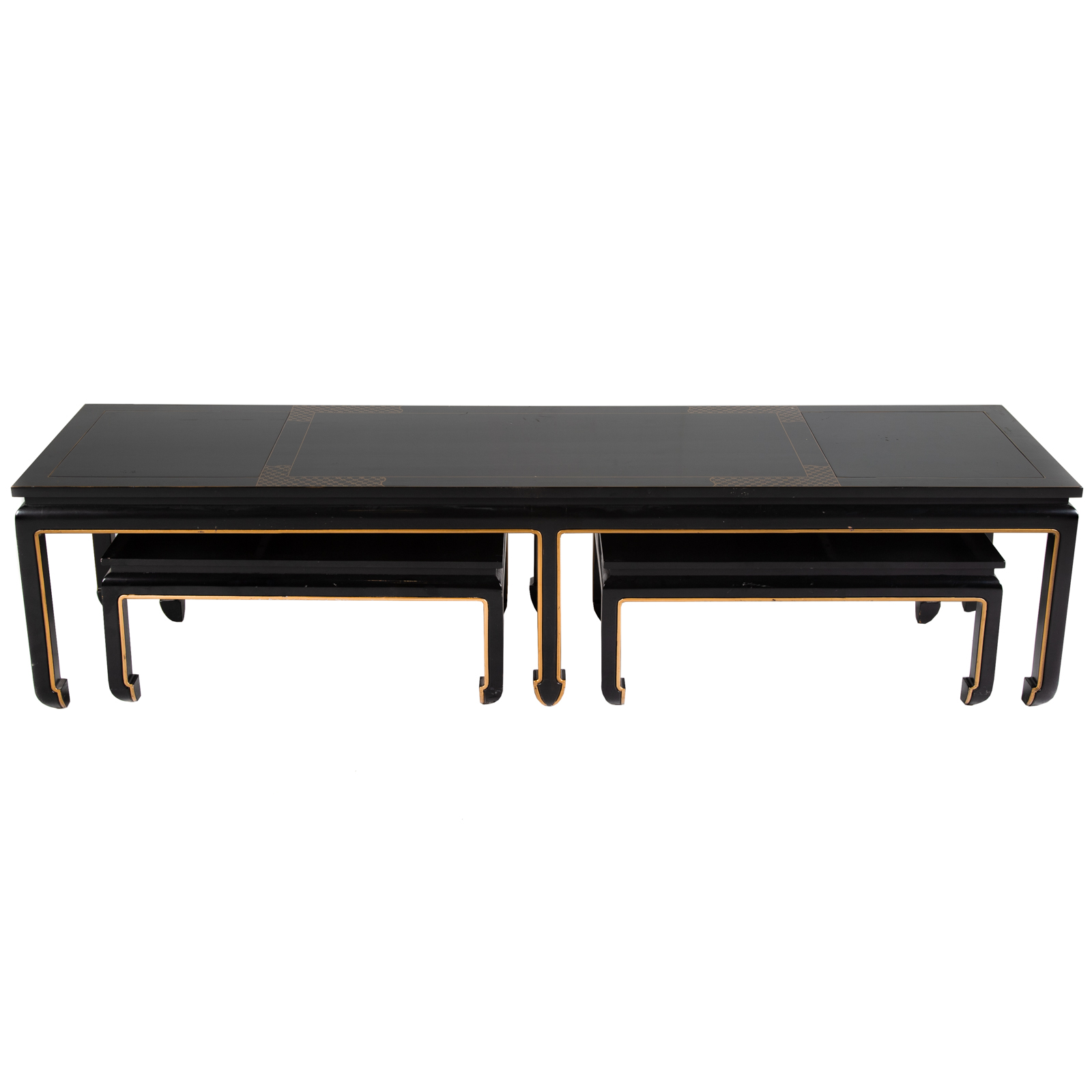 THREE ASIAN STYLE LACQUERED LOW