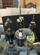 THREE ASIAN TABLE LAMPS IN CLO