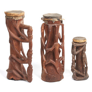 Three Asmat Drums Papua New Guinea,